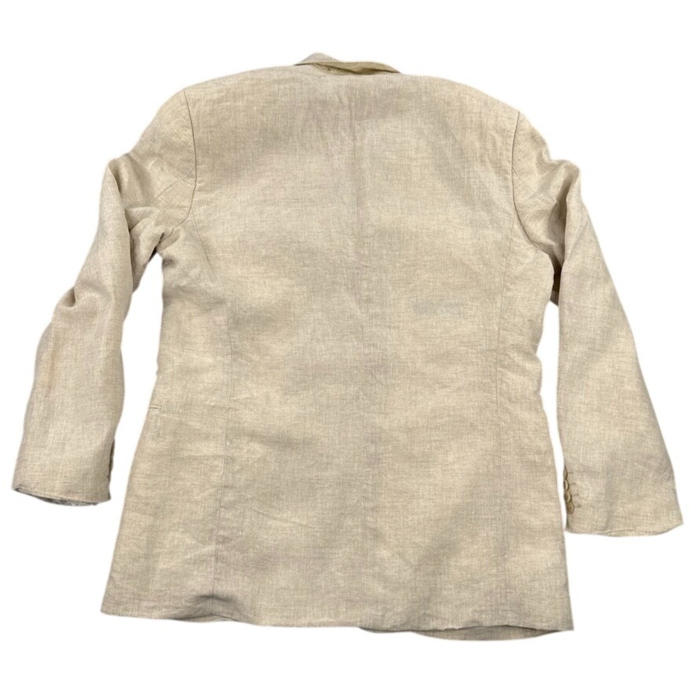 VTG Hugo Boss Blazer 42R Beige Cream Pure Linen Shoulder Pads Made in USA - Picture 2 of 15